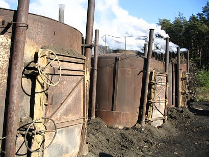 close up of charcoal kilns